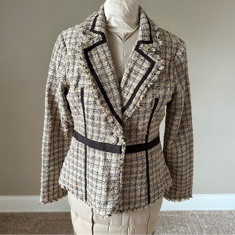 True Meaning Cream and Black Blazer with Fitted Waist